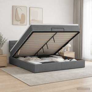 Imagine vidaXL Pat ottoman cu saltea Gri închis 140 x 190 cm Țesătură