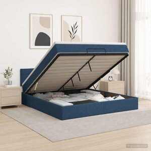Imagine vidaXL Pat ottoman cu saltea albastru 140 x 200 cm Țesătură