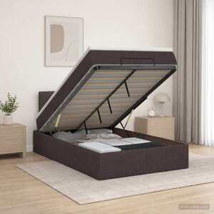 Imagine vidaXL Pat ottoman cu saltea Maro închis 120 x 190 cm Țesătură