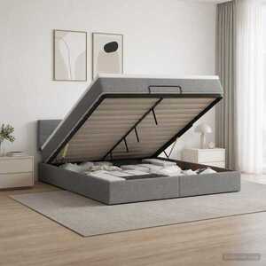 Imagine vidaXL Pat ottoman cu saltea Gri închis 140 x 190 cm Țesătură