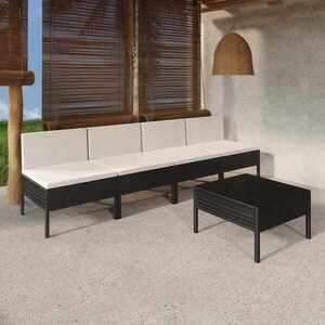 Imagine vidaXL Set mobilier de grădină cu perne, 5 piese, negru, poliratan