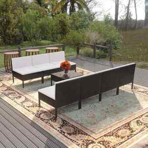 Imagine Set mobilier de grădină, 8 piese, poliratan negru