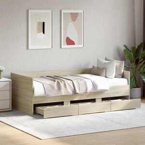 Imagine vidaXL Daybed cu sertar cu headboard Stejar Sonoma Lemn prelucrat