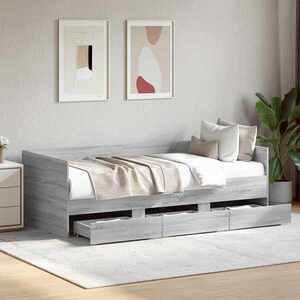 Imagine vidaXL Daybed cu sertar cu headboard Sonoma gri Lemn prelucrat