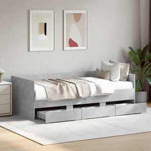 Imagine vidaXL Daybed cu sertar cu headboard Gri Beton Lemn prelucrat