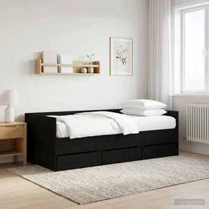Imagine vidaXL Daybed cu sertar cu headboard Stejar Negru Lemn prelucrat