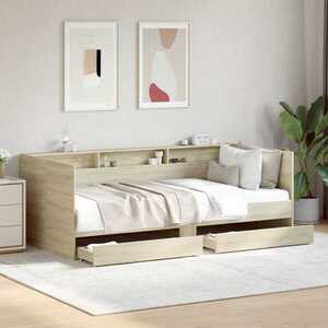 Imagine vidaXL Daybed cu sertar cu raft Stejar Sonoma Lemn prelucrat