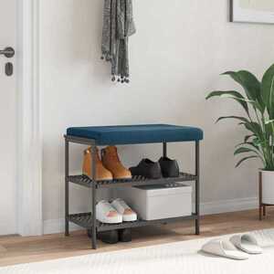 Imagine vidaXL Perna pentru bancă Catifea albastru Adâncime 35 cm
