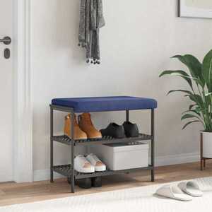 Imagine vidaXL Perna pentru bancă Catifea Albastru Poliție Adâncime 35 cm