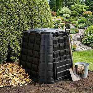 Imagine vidaXL Compostor de grădină Negru 91 x 91 x 83 cm 100% PP