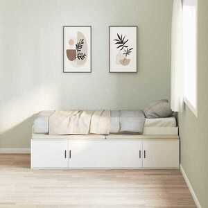 Imagine vidaXL Cadru de pat cu sertar cu ușă Alb 100 x 200 cm Lemn prelucrat