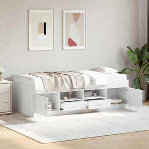 Imagine vidaXL Cadru de pat cu depozitare Alb 80 x 200 cm Lemn prelucrat