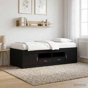 Imagine vidaXL Cadru de pat cu depozitare cu sertar Stejar Negru 80 x 200 cm