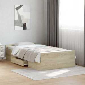 Imagine vidaXL Cadru de pat cu depozitare cu sertar Stejar Sonoma 80 x 200 cm