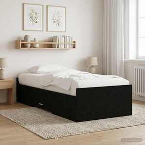 Imagine vidaXL Cadru de pat cu depozitare cu sertar Stejar Negru 80 x 200 cm