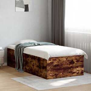 Imagine vidaXL Cadru de pat la sol Stejar fumuriu 80 x 200 cm Lemn prelucrat