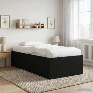 Imagine vidaXL Cadru de pat la sol Stejar Negru 80 x 200 cm Lemn prelucrat
