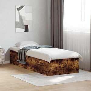 Imagine vidaXL Cadru de pat la sol Stejar fumuriu 80 x 200 cm Lemn prelucrat