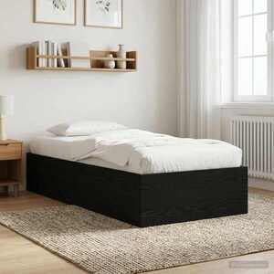 Imagine vidaXL Cadru de pat la sol Stejar Negru 80 x 200 cm Lemn prelucrat