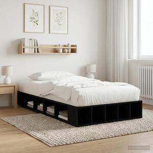 Imagine vidaXL Cadru de pat cu depozitare cu raft Stejar Negru 80 x 200 cm