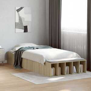 Imagine vidaXL Cadru de pat cu depozitare cu raft Stejar Sonoma 80 x 200 cm