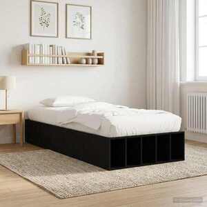 Imagine vidaXL Cadru de pat cu depozitare cu raft Stejar Negru 80 x 200 cm