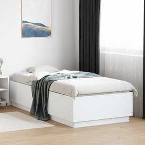Imagine vidaXL Cadru de pat cu LED cu benzi LED Alb 80 x 200 cm Lemn prelucrat