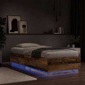 Imagine vidaXL Cadru de pat cu LED Lemn vechi 80 x 200 cm Lemn prelucrat