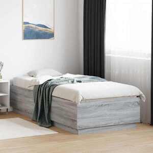 Imagine vidaXL Cadru de pat cu LED Sonoma gri 80 x 200 cm Lemn prelucrat