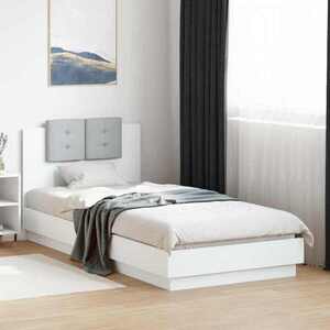 Imagine vidaXL Cadru de Pat cu Tăblie Alb 80 x 200 cm Lemn prelucrat