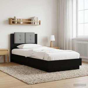 Imagine vidaXL Cadru de Pat cu Tăblie Stejar Negru 80 x 200 cm Lemn prelucrat