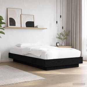 Imagine vidaXL Cadru de pat cu LED Stejar Negru 80 x 200 cm Lemn prelucrat