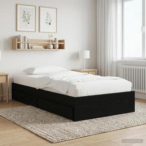 Imagine vidaXL Cadru de pat cu depozitare cu sertar Stejar Negru 80 x 200 cm