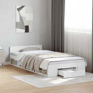 Imagine vidaXL Cadru de pat cu depozitare Alb 80 x 200 cm Lemn prelucrat