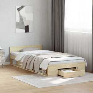 Imagine vidaXL Cadru de pat cu depozitare cu sertar Stejar Sonoma 80 x 200 cm