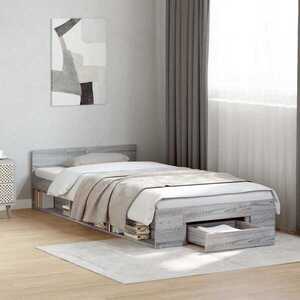 Imagine vidaXL Cadru de pat cu depozitare cu sertar Sonoma gri 80 x 200 cm