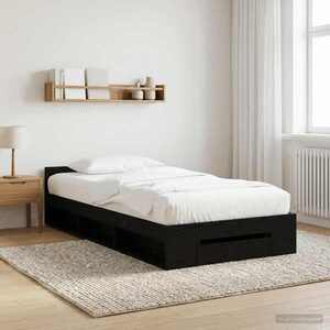 Imagine vidaXL Cadru de pat cu depozitare cu sertar Stejar Negru 80 x 200 cm