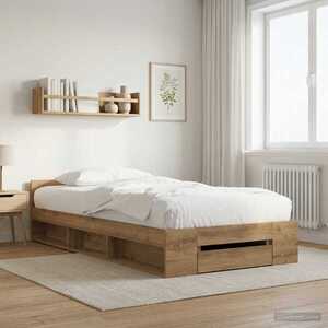 Imagine vidaXL Cadru de pat cu depozitare cu raft Stejar artizanal 80 x 200 cm