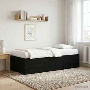 Imagine vidaXL Cadru de pat cu depozitare cu sertar Stejar Negru 80 x 200 cm
