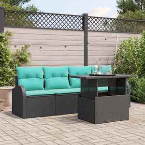 Imagine vidaXL Set de canapele pentru grădină 5 buc. Negru Poli Rattan