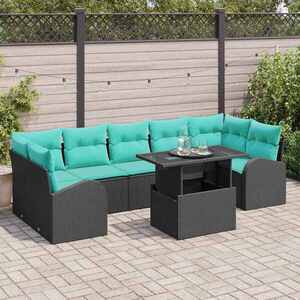 Imagine vidaXL Set de canapele pentru grădină 8 buc. Negru Poli Rattan