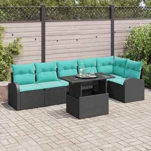 Imagine vidaXL Set de canapele pentru grădină 7 buc. Negru Rattan poli