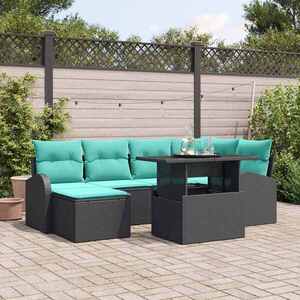Imagine vidaXL Set de canapele pentru grădină 7 buc. Negru Rattan poli