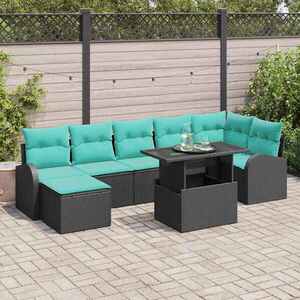 Imagine vidaXL Set de canapele pentru grădină 8 buc. Negru Rattan poli