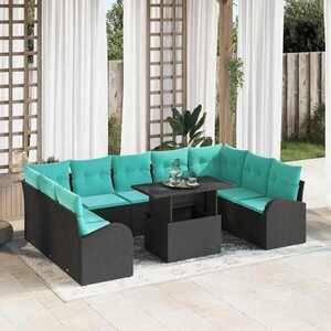 Imagine vidaXL Set de canapele pentru grădină 10 buc. Negru Rattan poli