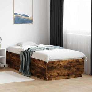 Imagine vidaXL Cadru de pat Stejar fumuriu 80 x 200 cm Lemn prelucrat