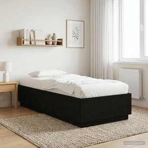 Imagine vidaXL Cadru de pat Stejar Negru 80 x 200 cm Lemn prelucrat
