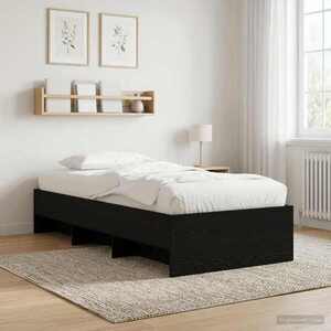 Imagine vidaXL Cadru de pat cu raft Stejar Negru 80 x 200 cm Lemn prelucrat