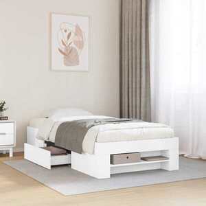 Imagine vidaXL Cadru de pat cu depozitare Alb 80 x 200 cm Lemn prelucrat