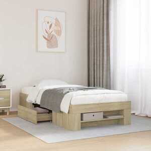 Imagine vidaXL Cadru de pat cu depozitare cu sertar Stejar Sonoma 80 x 200 cm